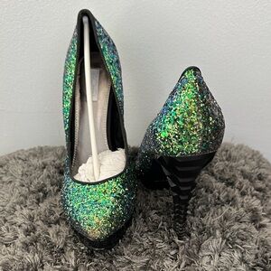 Rachel Roy Glittery Green Stiletto Heels